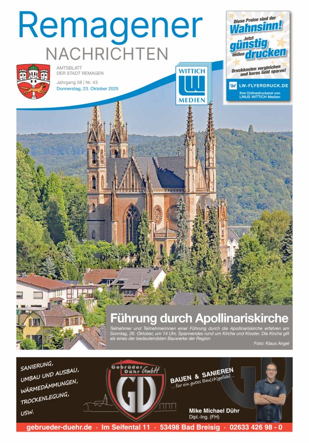 Remagener Nachrichten Titelblatt 43/2025