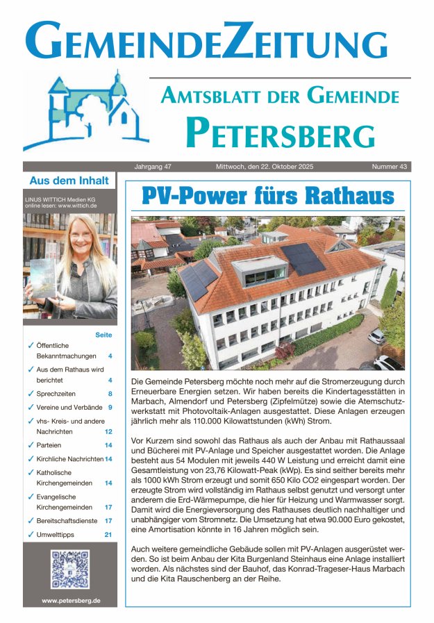 Amtsblatt Blickpunkt Petersberg Titelblatt 43/2025
