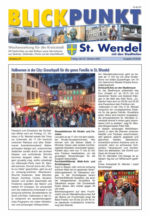 Blickpunkt St Wendel Titelblatt 43/2025