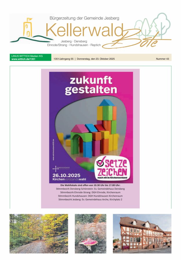 Kellerwaldbote - Bürgerzeitung der Gemeinde Jesberg Titelblatt 43/2025