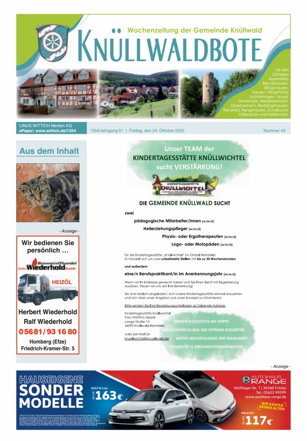 Knüllwaldbote Titelblatt 43/2025