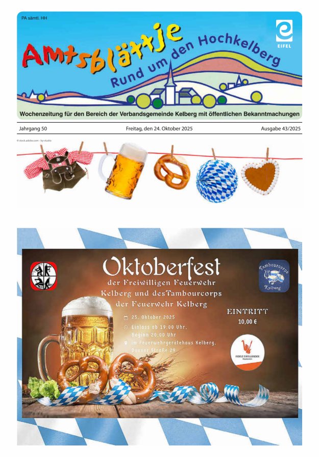 Amtsblättje - Rund um den Hochkelberg Titelblatt 43/2025