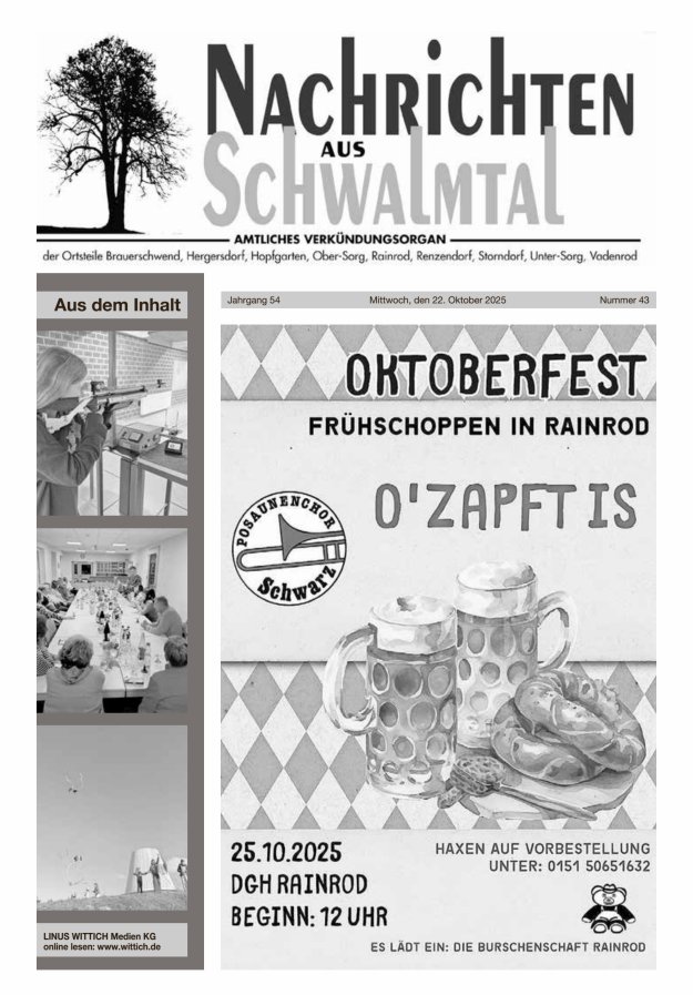 Nachrichten aus Schwalmtal Titelblatt 43/2025