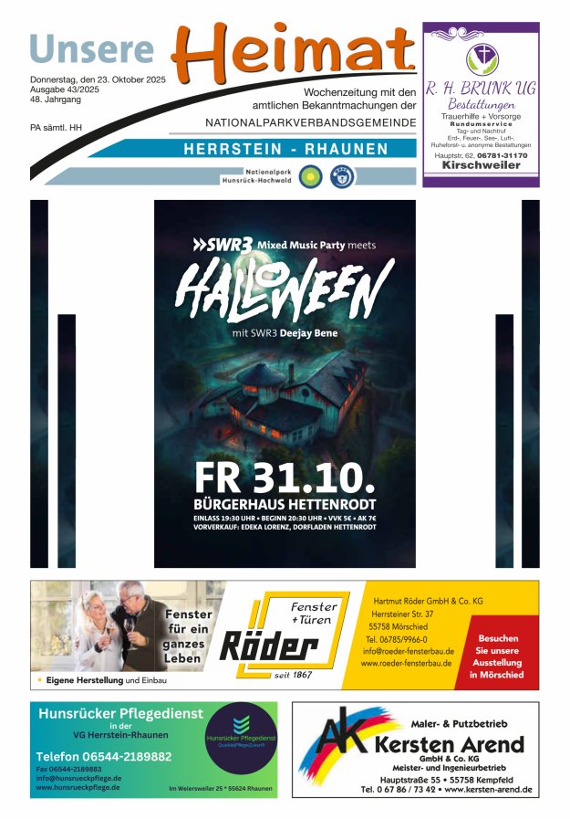 Unsere Heimat VG Herrstein-Rhaunen Titelblatt 43/2025