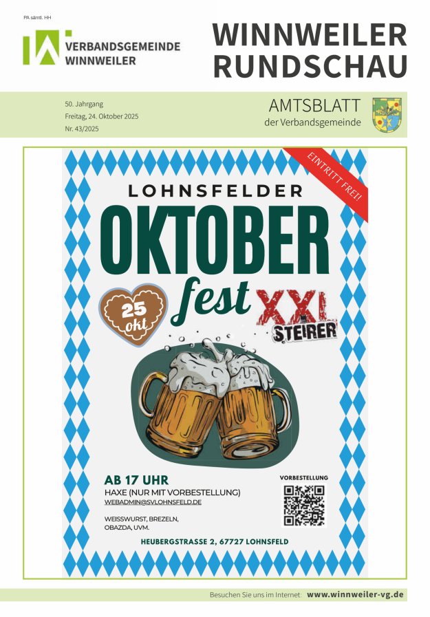Winnweiler Rundschau Titelblatt 43/2025