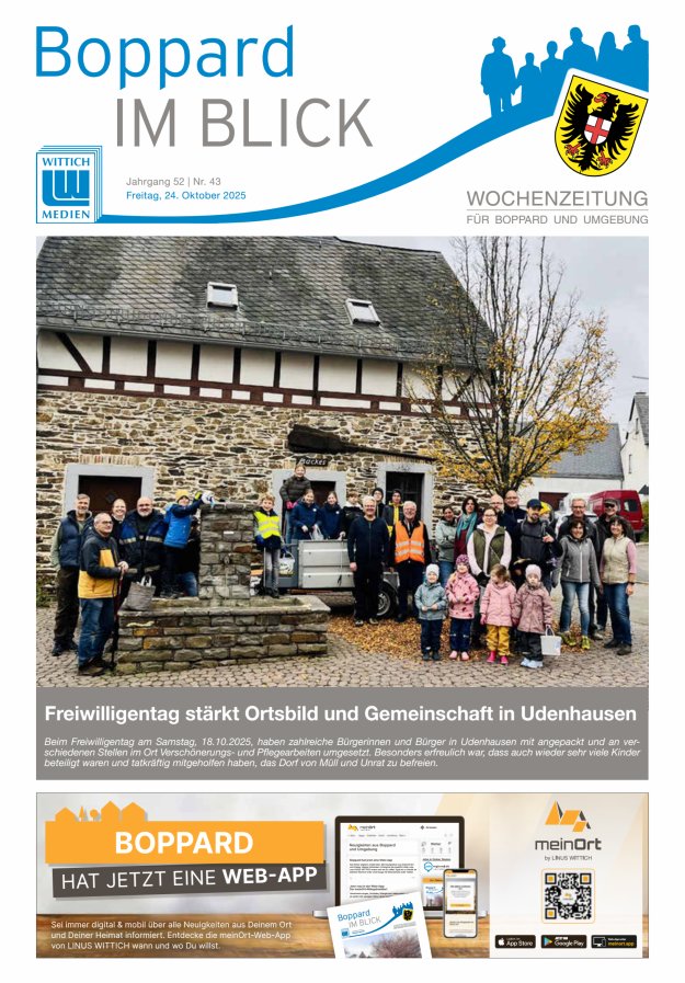 Boppard im Blick - Heimatzeitung für die Stadt Boppard Titelblatt 43/2025