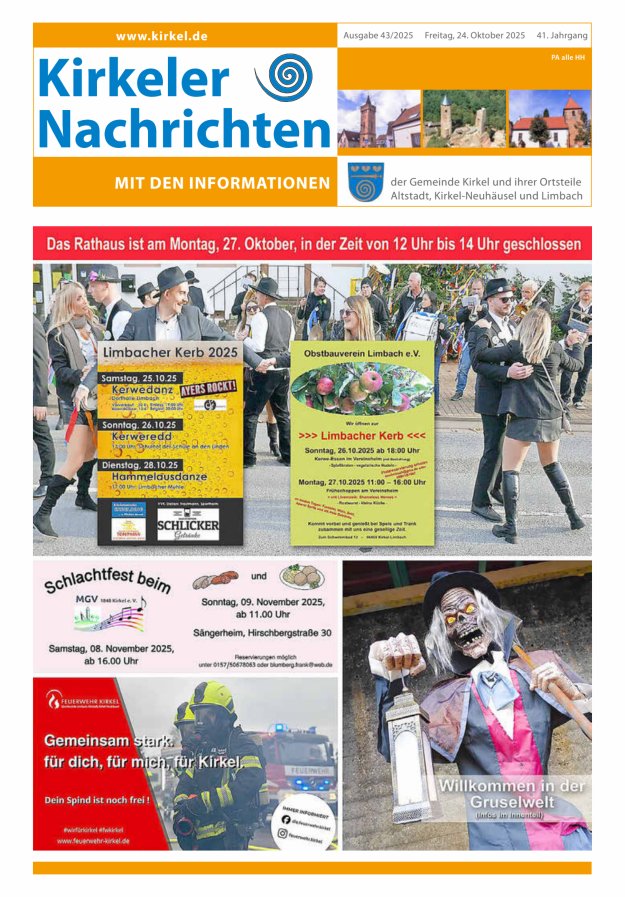 Kirkeler Nachrichten Titelblatt 43/2025