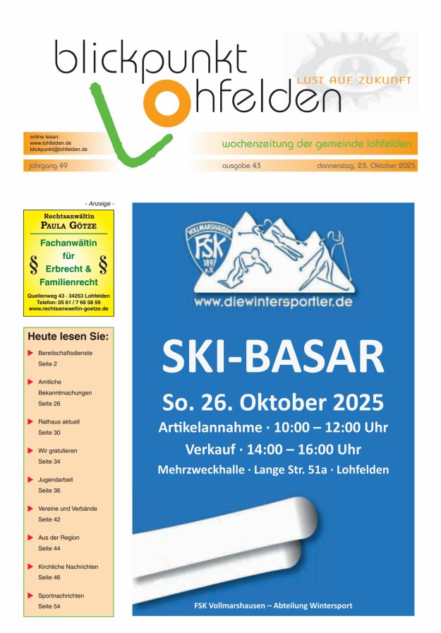 Blickpunkt Lohfelden Titelblatt 43/2025