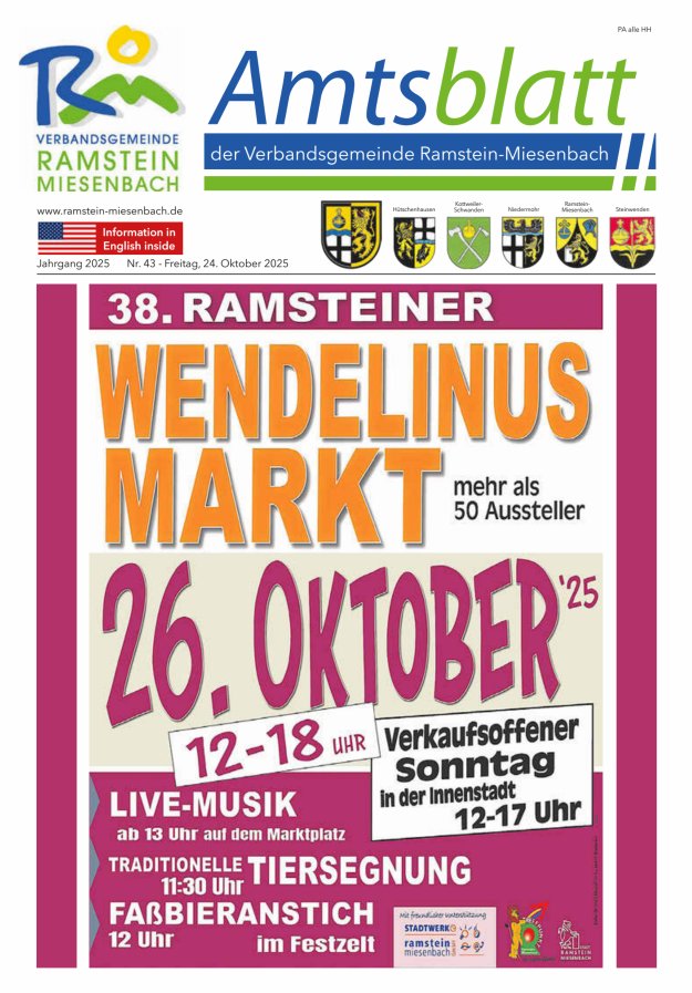 Amtsblatt VG Ramstein-Miesenbach Titelblatt 43/2025