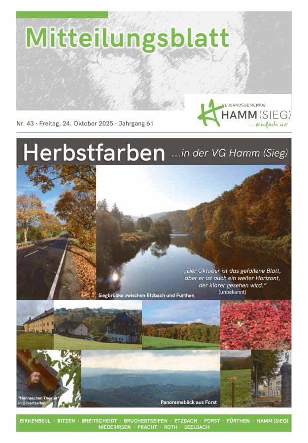 Mitteilungsblatt Hamm (Sieg) Titelblatt 43/2025