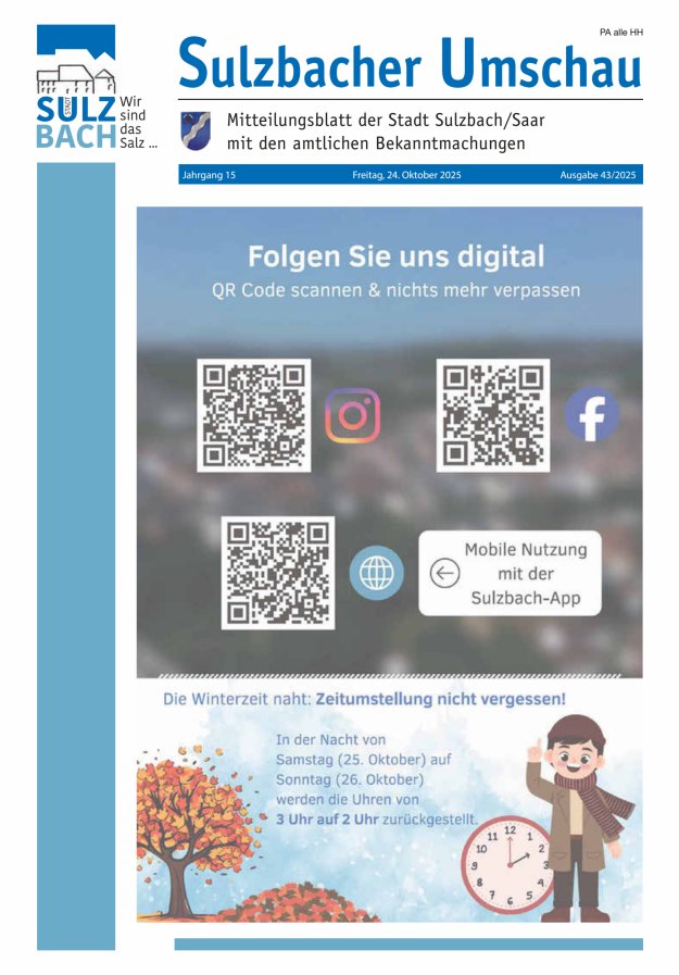 Sulzbacher Umschau Titelblatt 43/2025