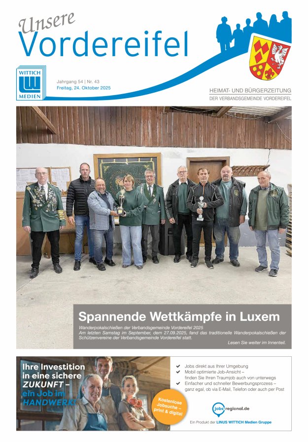 Mitteilungsblatt Vordereifel - Heimat- u Bürgerzeitung der VG Vordereifel Titelblatt 43/2025