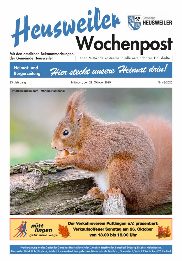Heusweiler Wochenpost Titelblatt 43/2025
