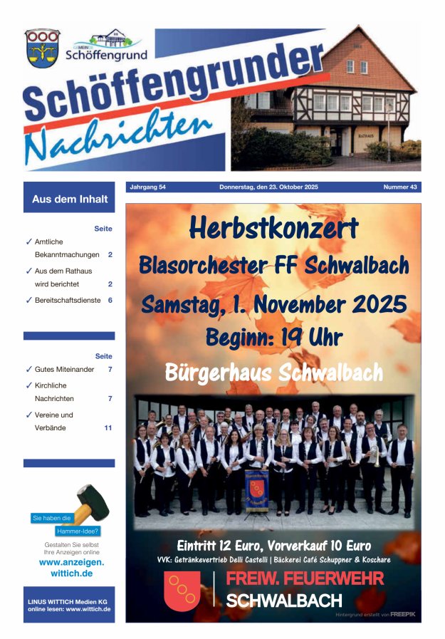 Schöffengrunder Nachrichten Titelblatt 43/2025