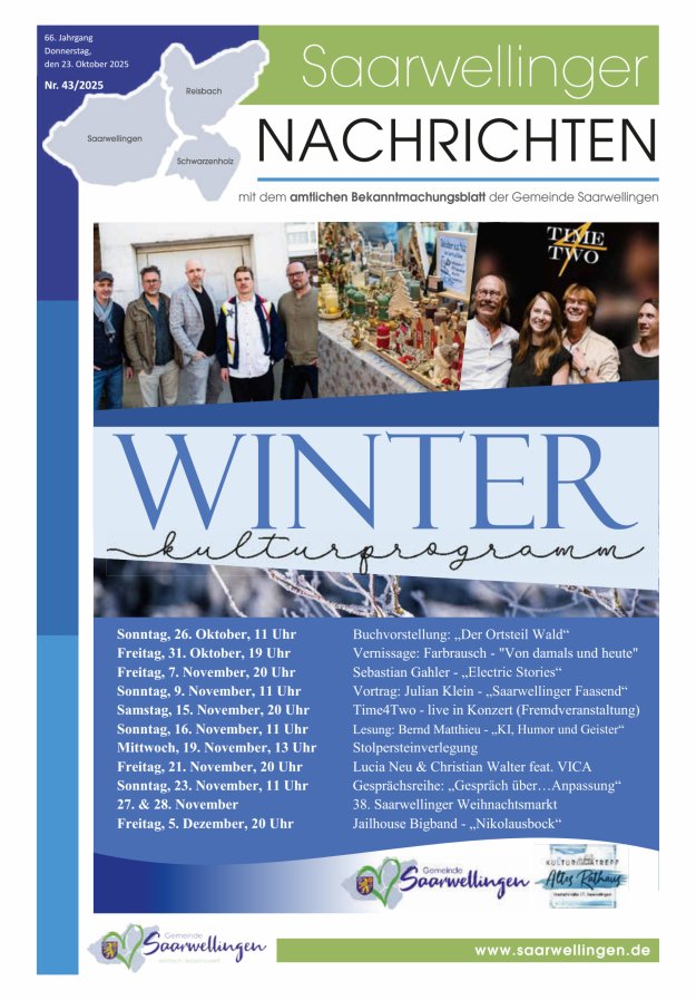 Saarwellinger Nachrichten Titelblatt 43/2025