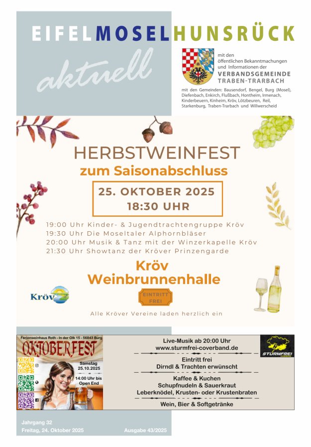 Eifel-Mosel-Hunsrück aktuell VG Traben-Trarbach Titelblatt 43/2025