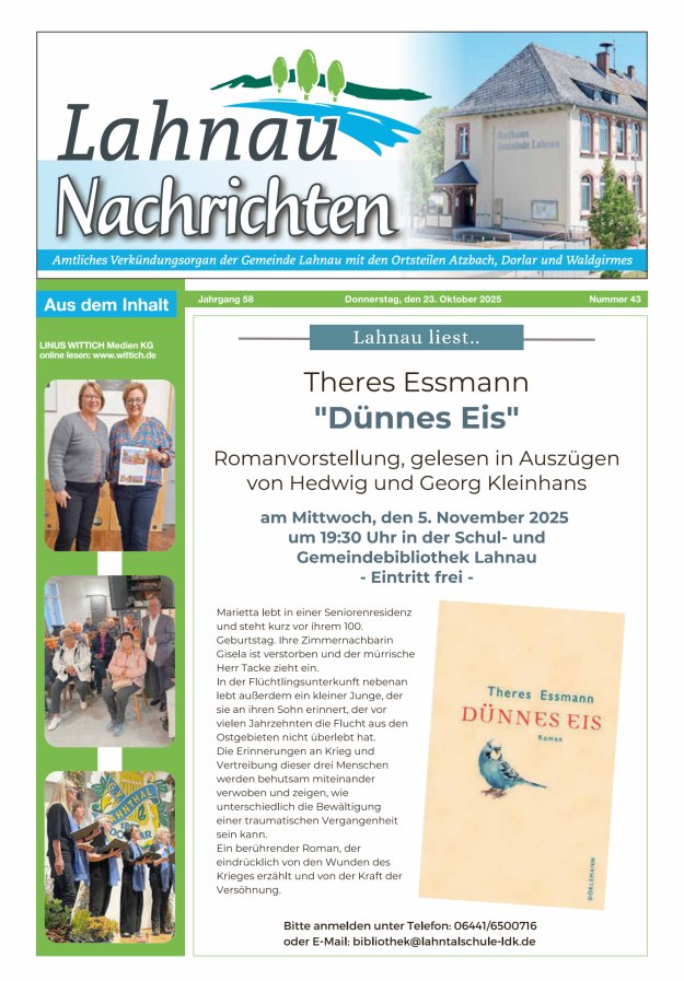 Lahnau Nachrichten Titelblatt 43/2025