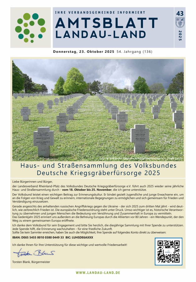 Amtsblatt VG Landau-Land Titelblatt 43/2025