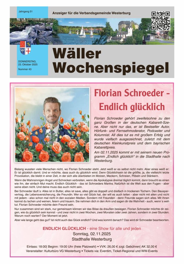 Wäller Wochenspiegel - Anzeiger für die Verbandsgemeinde Westerburg Titelblatt 43/2025