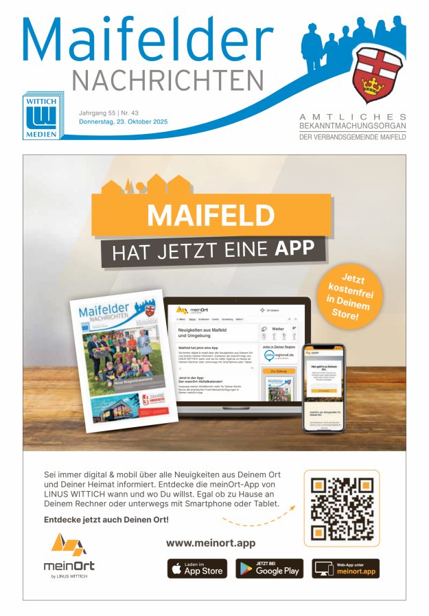 Maifelder Nachrichten - Wochenzeitung der Verbandsgemeinde Maifeld Titelblatt 43/2025