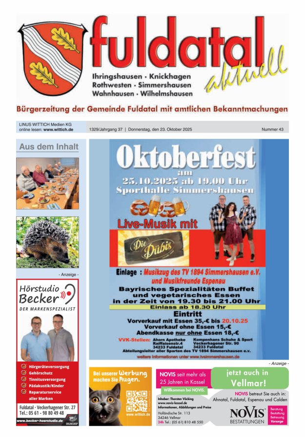 Fuldatal aktuell Titelblatt 43/2025