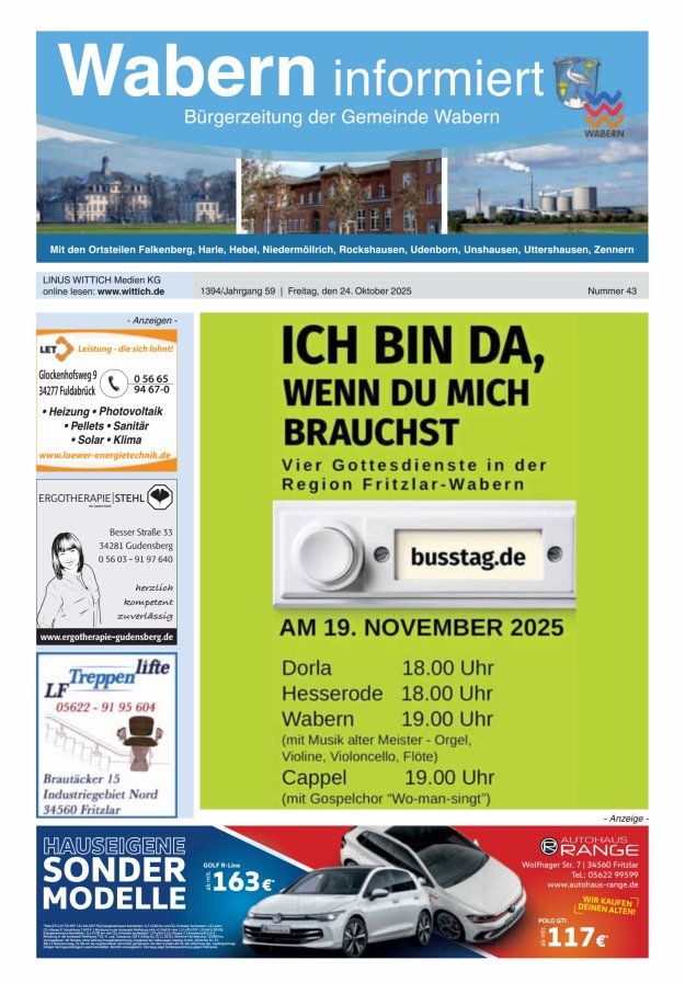 Wabern informiert Titelblatt 43/2025