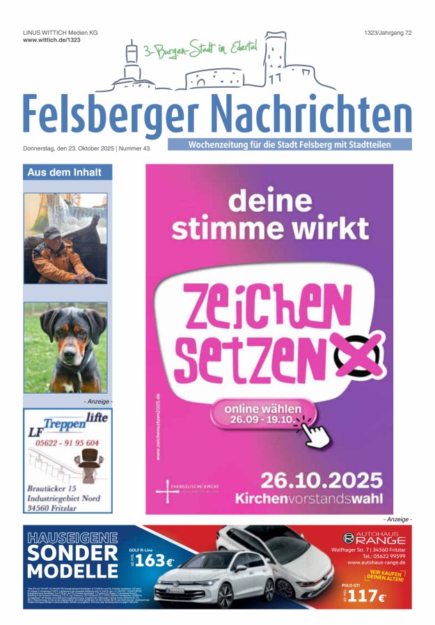 Felsberger Nachrichten Titelblatt 43/2025