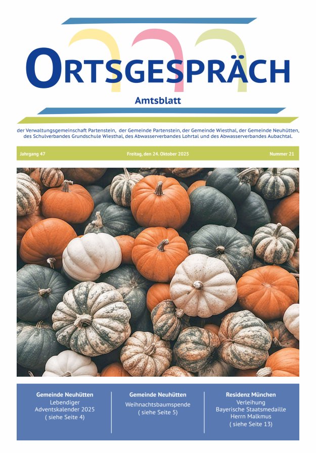 Ortsgespräch - Amtsblatt der VG Partenstein und ihrer Körperschaften Titelblatt 21/2025