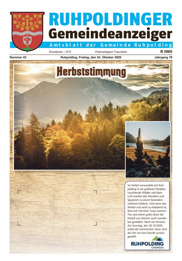 Ruhpoldinger Gemeindeanzeiger Titelblatt 43/2025