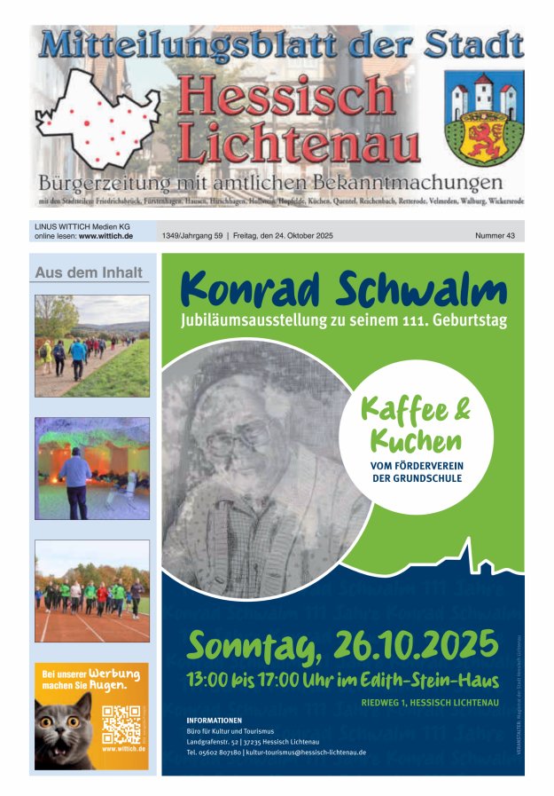 Mitteilungsblatt der Stadt Hess Lichtenau Titelblatt 43/2025
