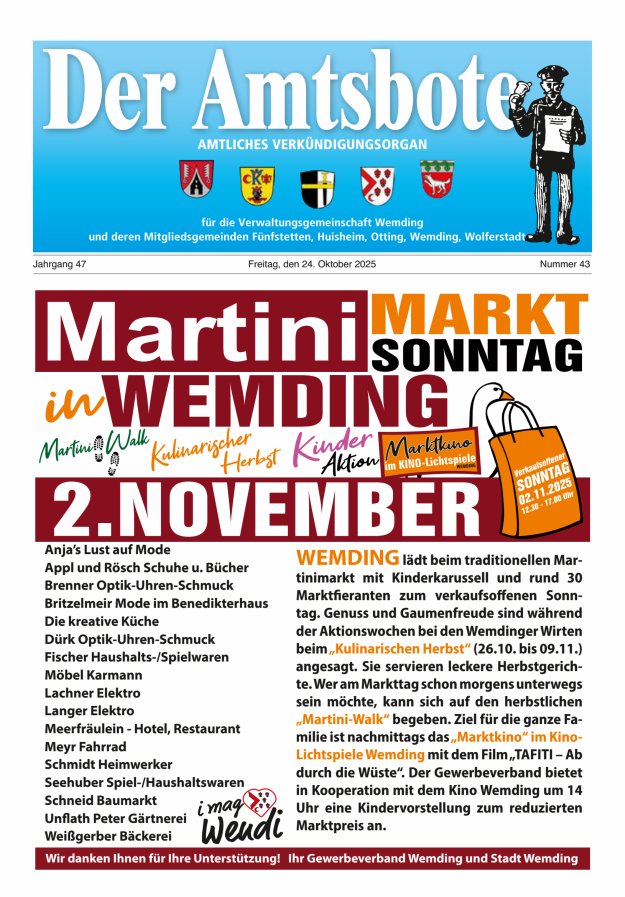 Der Amtsbote - Wemding Verwaltungsgemeinschaft Titelblatt 43/2025