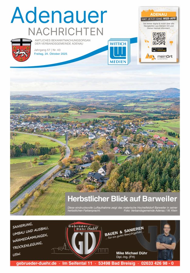 Adenauer Nachrichten Titelblatt 43/2025