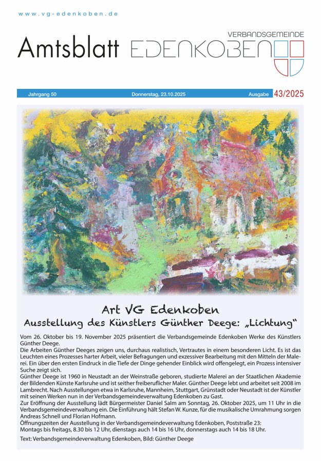 Amtsblatt VG Edenkoben Titelblatt 43/2025