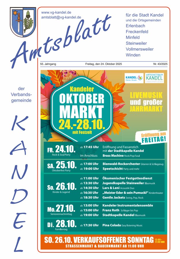Amtsblatt VG Kandel Titelblatt 43/2025