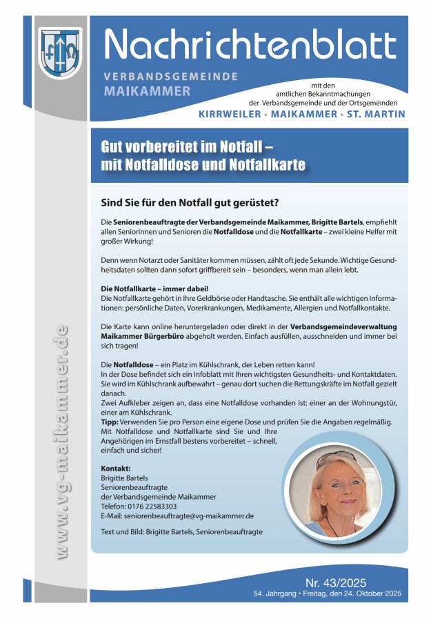 Nachrichtenblatt VG Maikammer Titelblatt 43/2025