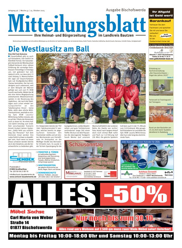 Mitteilungsblatt LK Bautzen Ausgabe Bischofswerda Titelblatt 42/2025