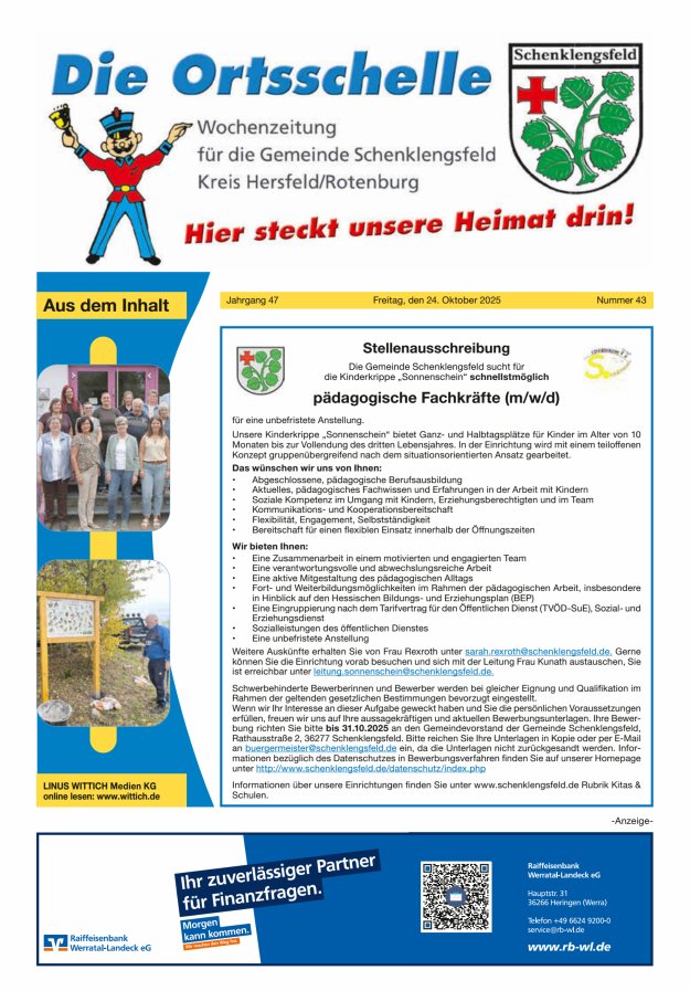 Die Ortsschelle Titelblatt 43/2025