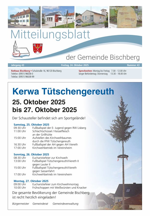 Mitteilungsblatt der Gemeinde Bischberg Titelblatt 43/2025