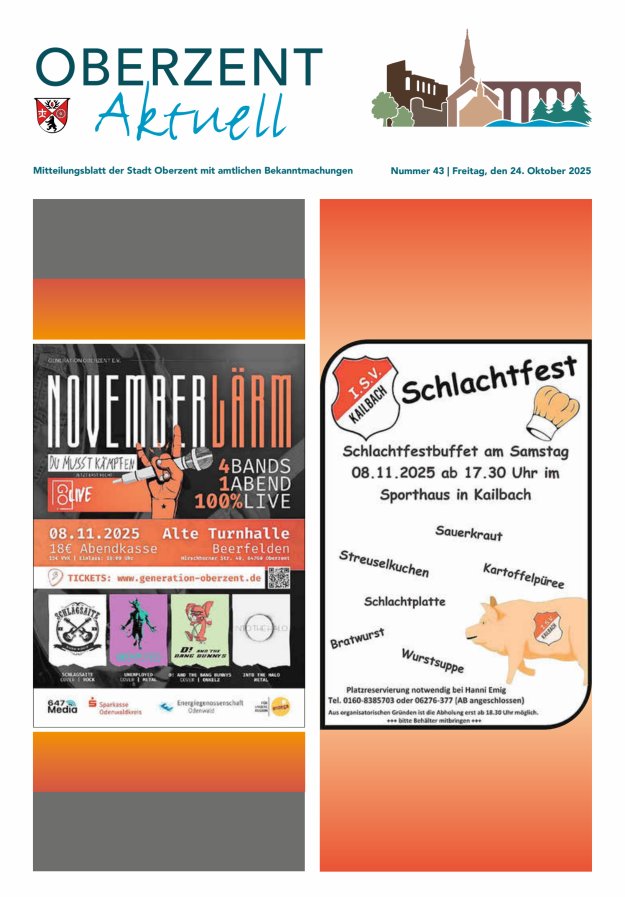 Oberzent aktuell Titelblatt 43/2025