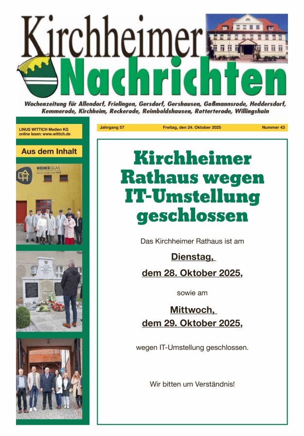 Kirchheimer Nachrichten Titelblatt 43/2025