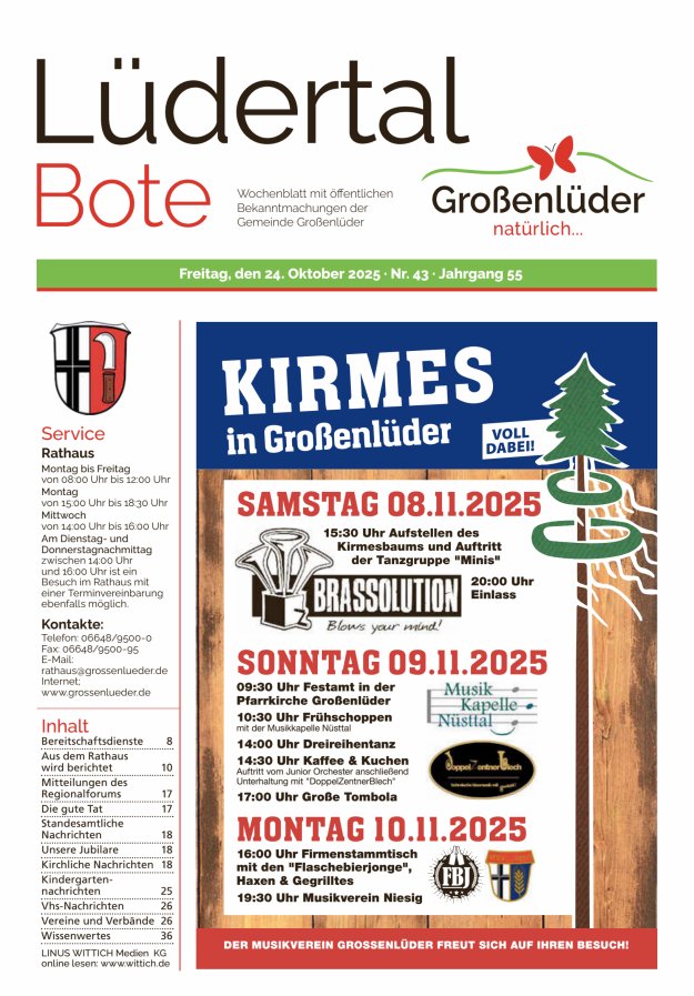 Wochenblatt mit öffentlichen Bekanntmachungen der Gemeinde Großenlüder Titelblatt 43/2025