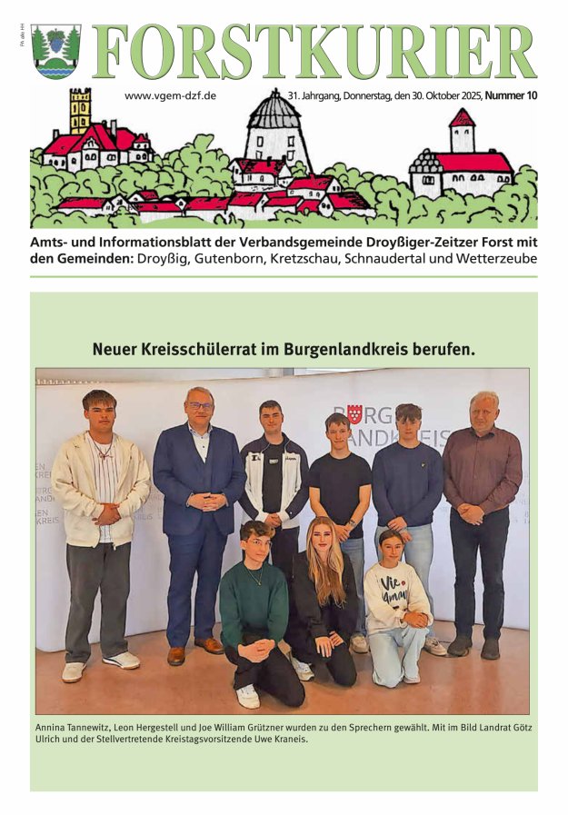Forstkurier Amts- u. Informationsblatt VG Droyßiger-Zeitzer Forst Titelblatt 10/2025