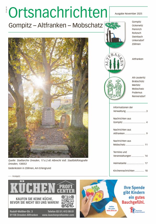 Ortsnachrichten Gompitz - Altfranken - Mobschatz Titelblatt 10/2025