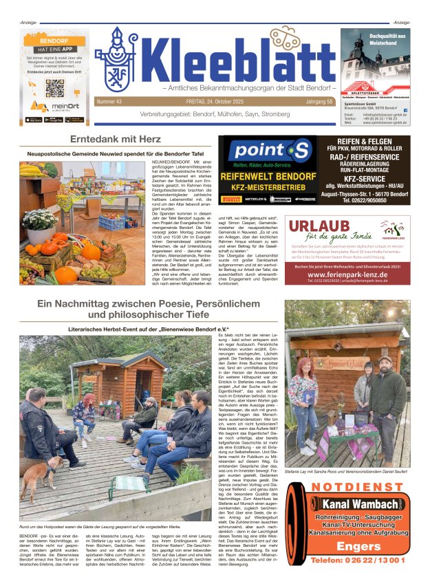 Kleeblatt - Amtliches Bekanntmachungsorgan der Stadt Bendorf Titelblatt 43/2025