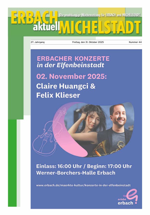 Erbach-Michelstadt aktuell Titelblatt 44/2025