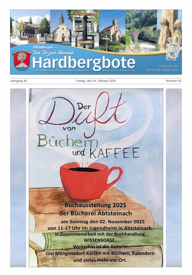 Hardbergbote - Mitteilungsblatt der Gemeinde Abtsteinach Titelblatt 43/2025