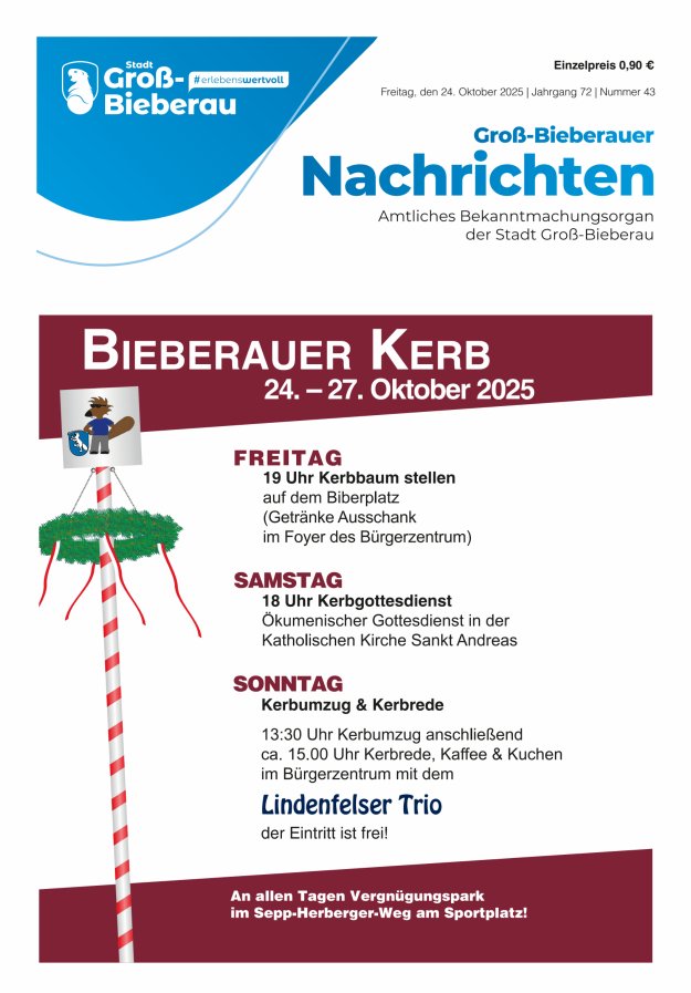 Groß-Bieberauer Nachrichten Titelblatt 43/2025