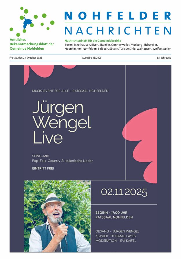 Nohfelder Nachrichten Titelblatt 43/2025