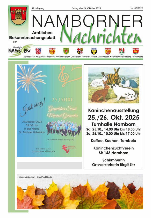 Namborner Nachrichten Titelblatt 43/2025