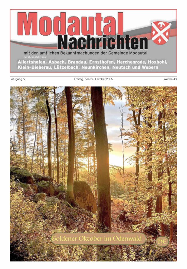Modautal-Nachrichten Titelblatt 43/2025
